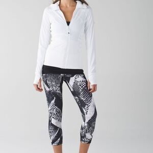 Lululemon Womens Wunder Under Crop Static Mist Leggings Gray White Black Size 4